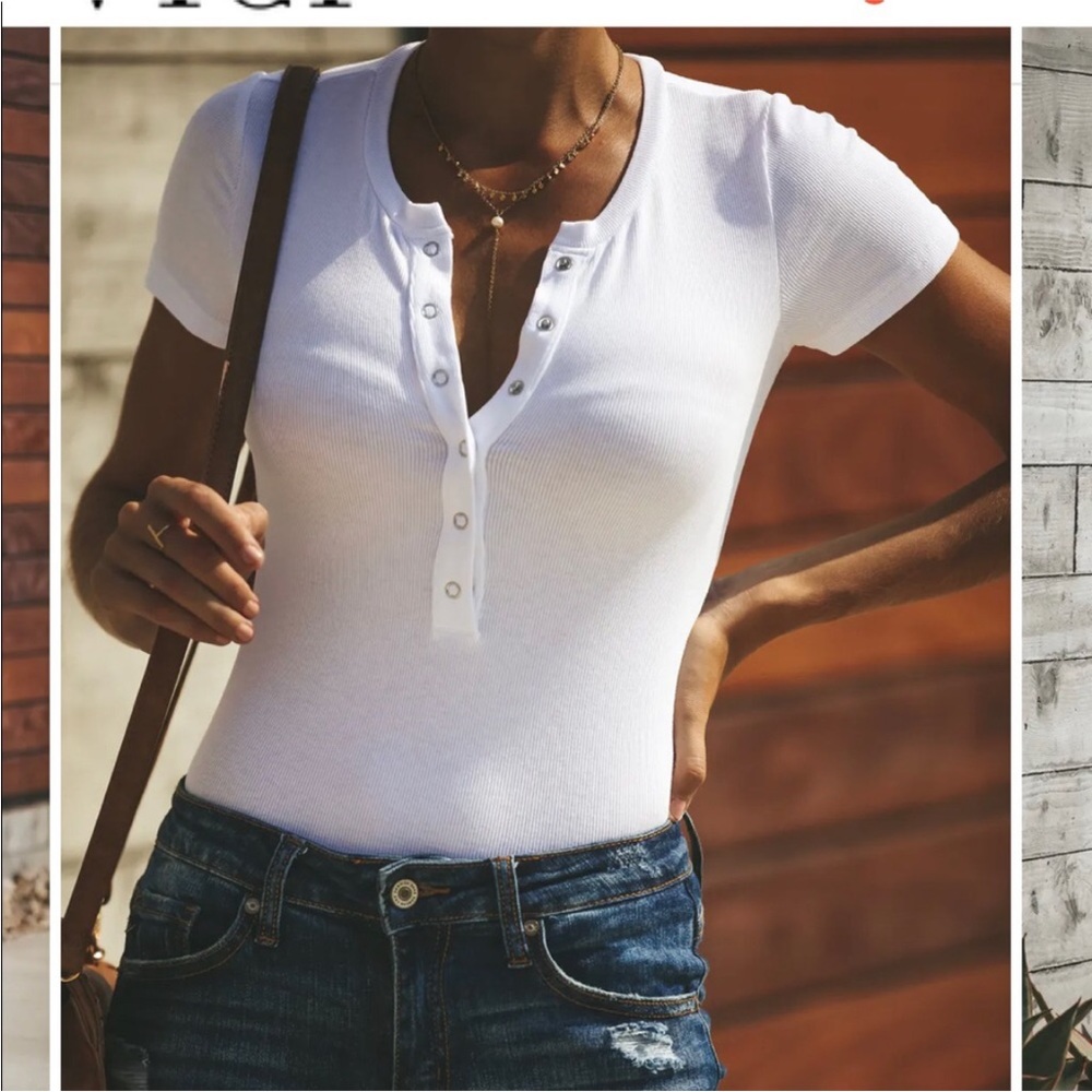 Vici white Henley body suit